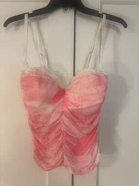 Exted Pink Mesh Ruched Corset Top